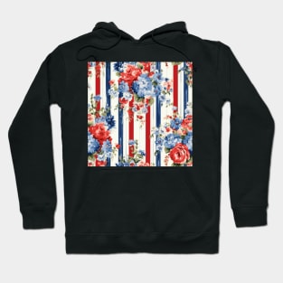 Red White and Blue Patriotic Shabby Floral Hoodie